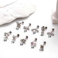 1 Piece Ear Cartilage Rings & Studs Simple Style Flower Butterfly Pure Titanium Copper Inlay Zircon main image 10