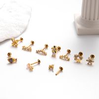 1 Piece Ear Cartilage Rings & Studs Simple Style Flower Butterfly Pure Titanium Copper Inlay Zircon main image 5