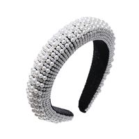 Simple Style Solid Color Cloth Inlay Pearl Hair Band main image 2