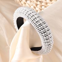Simple Style Solid Color Cloth Inlay Pearl Hair Band sku image 1
