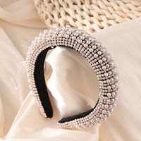 Simple Style Solid Color Cloth Inlay Pearl Hair Band sku image 2
