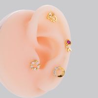 1 Piece Ear Cartilage Rings & Studs Simple Style Star Moon Flower Pure Titanium Copper Inlay Zircon main image 8
