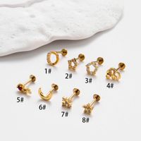 1 Piece Ear Cartilage Rings & Studs Simple Style Star Moon Flower Pure Titanium Copper Inlay Zircon sku image 7