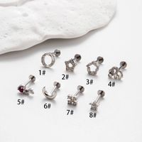 1 Piece Ear Cartilage Rings & Studs Simple Style Star Moon Flower Pure Titanium Copper Inlay Zircon sku image 3