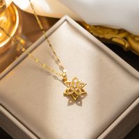 Simple Style Hexagram Stainless Steel Inlay 18k Gold Plated Pendant Necklace main image 6