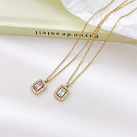 Simple Style Rectangle Stainless Steel Plating Inlay Zircon White Gold Plated Gold Plated Pendant Necklace main image 1