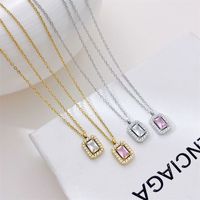 Simple Style Rectangle Stainless Steel Plating Inlay Zircon White Gold Plated Gold Plated Pendant Necklace main image 4