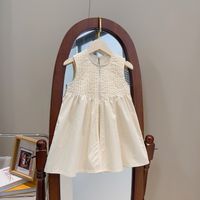 Casual Cute Simple Style Solid Color Pleated Cotton Girls Dresses main image 1