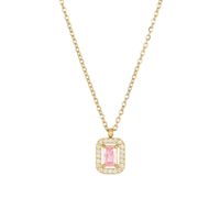 Simple Style Rectangle Stainless Steel Plating Inlay Zircon White Gold Plated Gold Plated Pendant Necklace sku image 2