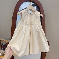 Casual Cute Simple Style Solid Color Pleated Cotton Girls Dresses sku image 6