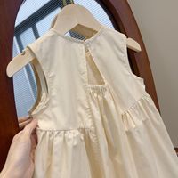 Casual Cute Simple Style Solid Color Pleated Cotton Girls Dresses main image 3