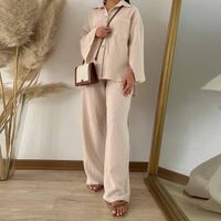 Women's Simple Style Solid Color Polyester Slit Button Pants Sets sku image 1
