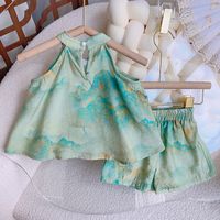 Simple Style Gradient Color Printing Tassel Cotton Girls Clothing Sets main image 4
