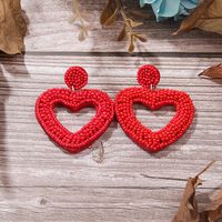 1 Pair Sweet Heart Shape Stainless Steel Cloth Glass Drop Earrings main image 4