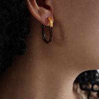 1 Pair Elegant Punk Geometric Enamel Plating Titanium Steel 18k Gold Plated Earrings main image 4