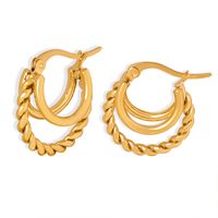 1 Pair Streetwear Geometric Plating Titanium Steel 18k Gold Plated Earrings main image 2