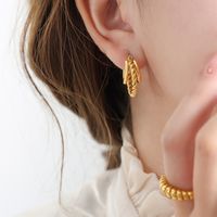 1 Pair Streetwear Geometric Plating Titanium Steel 18k Gold Plated Earrings main image 7