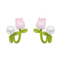 1 Pair Korean Style Flower Enamel Alloy Ear Studs main image 2