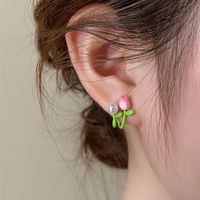 1 Pair Korean Style Flower Enamel Alloy Ear Studs main image 5