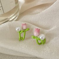 1 Pair Korean Style Flower Enamel Alloy Ear Studs main image 1
