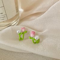 1 Pair Korean Style Flower Enamel Alloy Ear Studs sku image 1