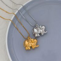 304 Stainless Steel 18K Gold Plated Casual Streetwear Elephant Pendant Necklace main image 5