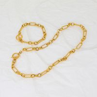 Edelstahl 304 18 Karat Vergoldet Elegant Dame Überzug Geometrisch Armbänder Halskette main image 1