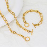 Edelstahl 304 18 Karat Vergoldet Elegant Dame Überzug Geometrisch Armbänder Halskette main image 4