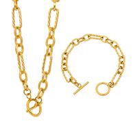 304 Stainless Steel 18K Gold Plated Elegant Lady Plating Geometric Bracelets Necklace sku image 3