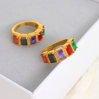 Stainless Steel 18K Gold Plated Classic Style Inlay Round Zircon Rings main image 1