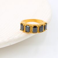 Stainless Steel 18K Gold Plated Classic Style Inlay Round Zircon Rings sku image 4