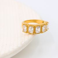 Stainless Steel 18K Gold Plated Classic Style Inlay Round Zircon Rings sku image 7
