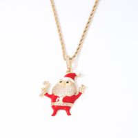 Wholesale Casual Cute Sweet Santa Claus 304 Stainless Steel Copper Plating Inlay K Gold Plated Zircon Pendant Necklace main image 3