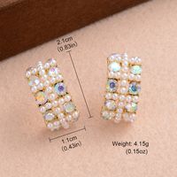 1 Pair Elegant Romantic Modern Style C Shape Plating Inlay Alloy Rhinestones Pearl 14k Gold Plated Ear Studs sku image 1