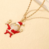 Wholesale Casual Cute Sweet Santa Claus 304 Stainless Steel Copper Plating Inlay K Gold Plated Zircon Pendant Necklace main image 4