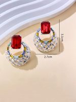 2 Pieces Cute Rock Ethnic Style Grid Mesh Inlay Alloy Artificial Rhinestones Ear Studs main image 2