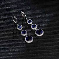 Copper Zircon Rhodium Plated Casual Vintage Style Inlay Round Zircon Earrings Necklace Jewelry Set main image 4