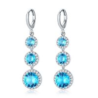 Copper Zircon Rhodium Plated Casual Vintage Style Inlay Round Zircon Earrings Necklace Jewelry Set sku image 9