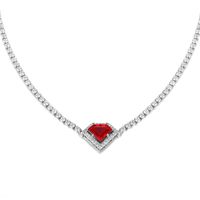 Wholesale Casual Vintage Style Simple Style Heart Shape Copper Inlay Rhodium Plated Zircon Pendant Necklace sku image 1