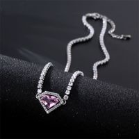 Wholesale Casual Vintage Style Simple Style Heart Shape Copper Inlay Rhodium Plated Zircon Pendant Necklace main image 2