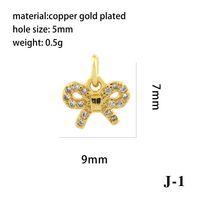 Elegant Simple Style Bee Dragonfly Butterfly Copper Plating Inlay Zircon 18k Gold Plated Charms sku image 22