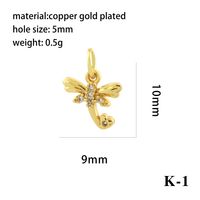 Elegant Simple Style Bee Dragonfly Butterfly Copper Plating Inlay Zircon 18k Gold Plated Charms sku image 12