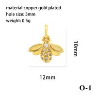 Elegant Simple Style Bee Dragonfly Butterfly Copper Plating Inlay Zircon 18k Gold Plated Charms sku image 20