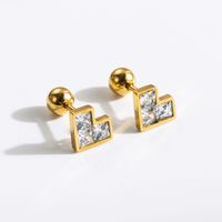 1 Pair Commute Rabbit Heart Shape Crown 304 Stainless Steel 18K Gold Plated Ear Studs main image 5