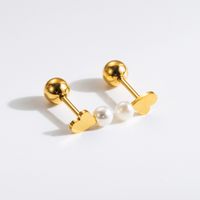 1 Pair Commute Rabbit Heart Shape Crown 304 Stainless Steel 18K Gold Plated Ear Studs main image 8