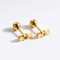 1 Pair Commute Rabbit Heart Shape Crown 304 Stainless Steel 18K Gold Plated Ear Studs main image 9