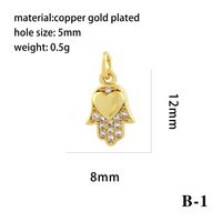 Vintage Style Simple Style Devil's Eye Hand Of Fatima Heart Shape Copper Plating Inlay Zircon 18k Gold Plated Charms sku image 1