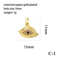 Vintage Style Simple Style Devil's Eye Hand Of Fatima Heart Shape Copper Plating Inlay Zircon 18k Gold Plated Charms sku image 3