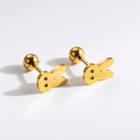 1 Pair Commute Rabbit Heart Shape Crown 304 Stainless Steel 18K Gold Plated Ear Studs sku image 16