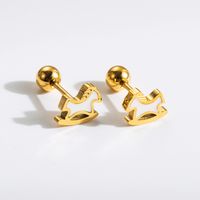 1 Pair Commute Rabbit Heart Shape Crown 304 Stainless Steel 18K Gold Plated Ear Studs sku image 4